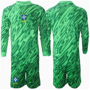 Fotbalové Dres Brazílie Brankářské Dětské Domácí Oblečení Copa America 2024 Dlouhý Rukáv (+ trenýrky)